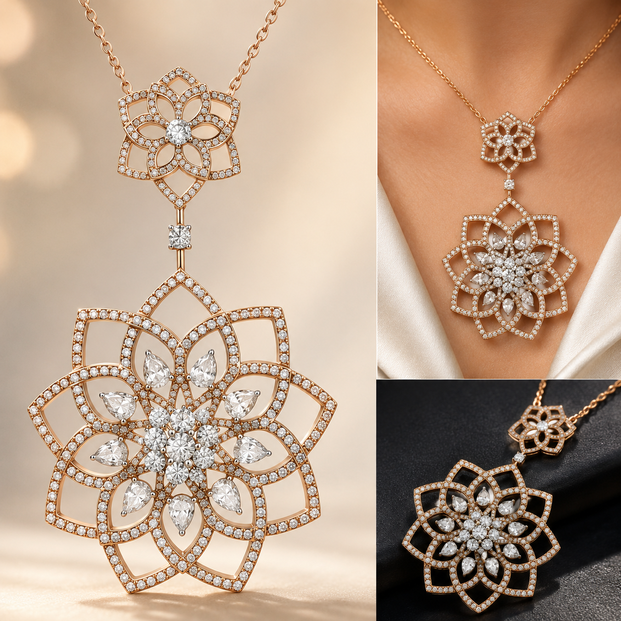 Floral Diamond Pendant Necklace