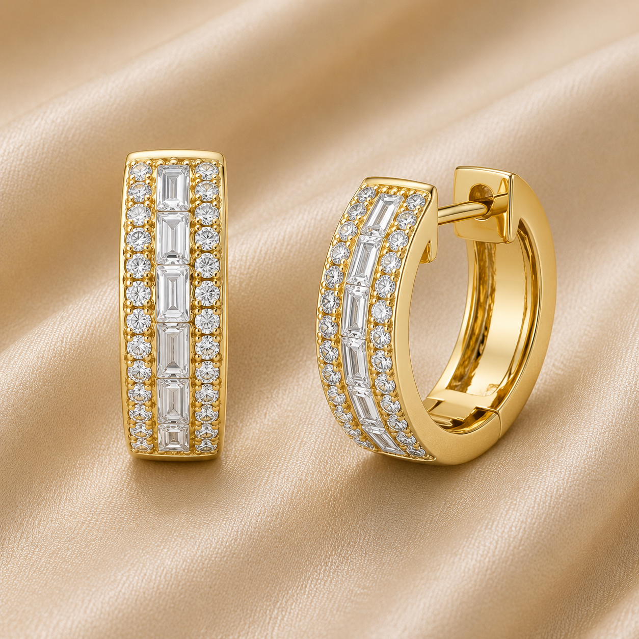 Baguette Diamond Hoop Earrings