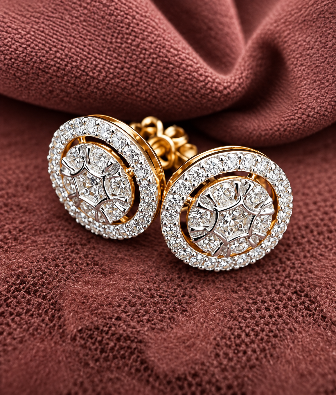 Elegant Diamond Cluster Stud Earrings