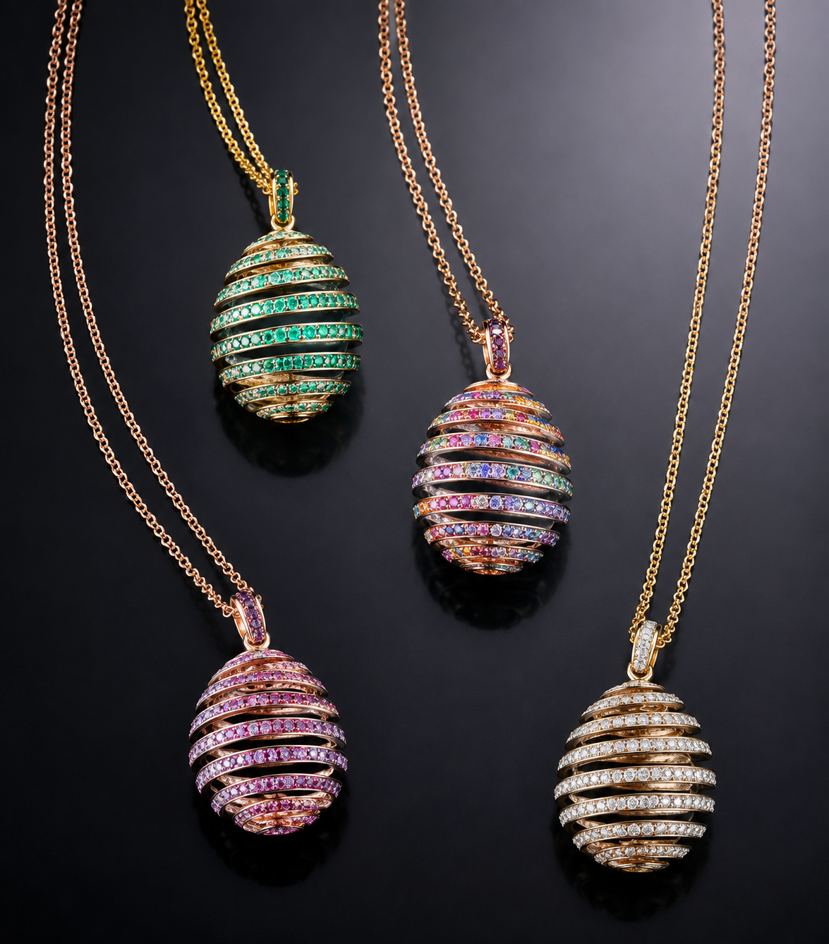 Diamond Spiral Pendant Necklace