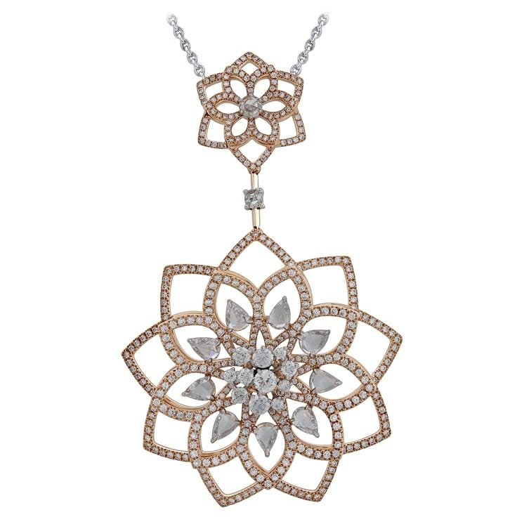 Floral Diamond Pendant Necklace