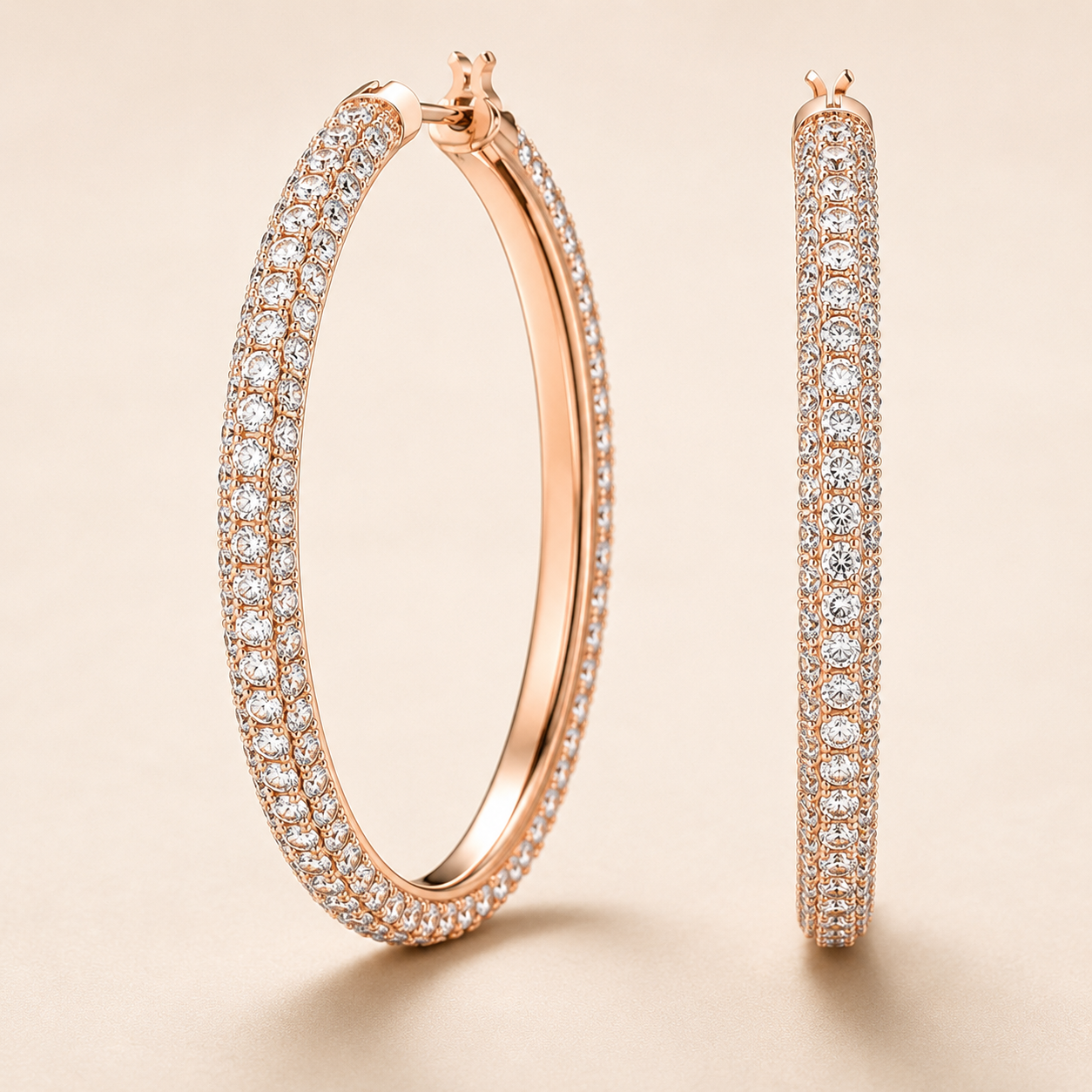 Rose Gold Pavé Hoop Earrings